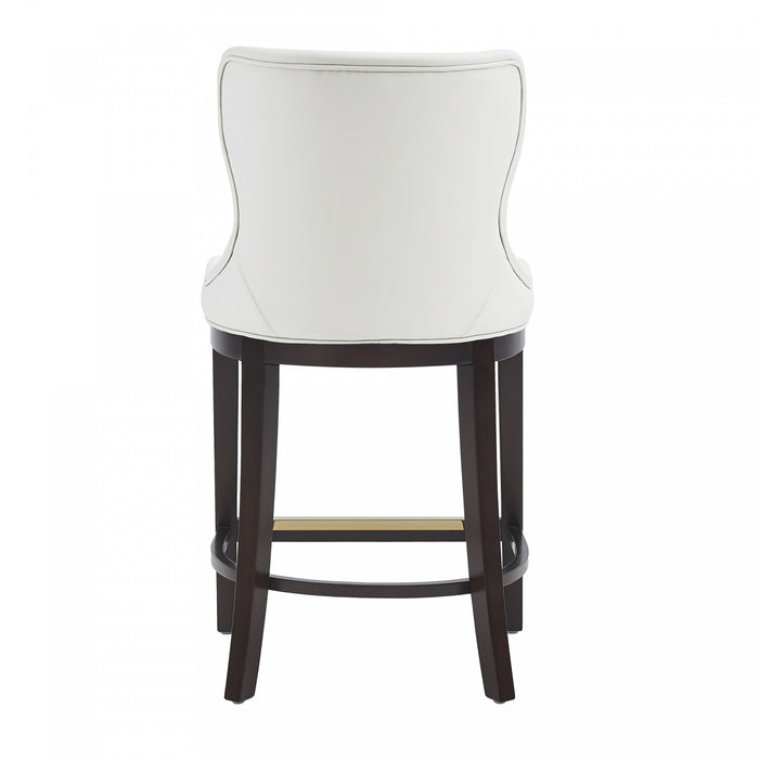 Tabouret de comptoir Blair moderne en bois et tissu blanc - Lot de 3