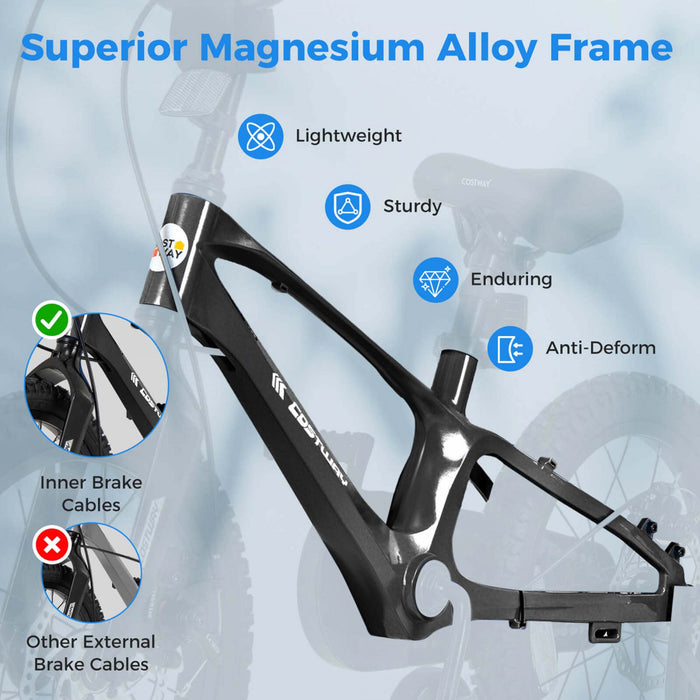 Velo Costway 16\" Pour Enfants Avec Guidon Reglable Et Freins A Double Disque Noir