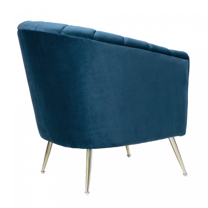 Fauteuil d’appoint en velours bleu style mid-century Rosemont – Lot de 2