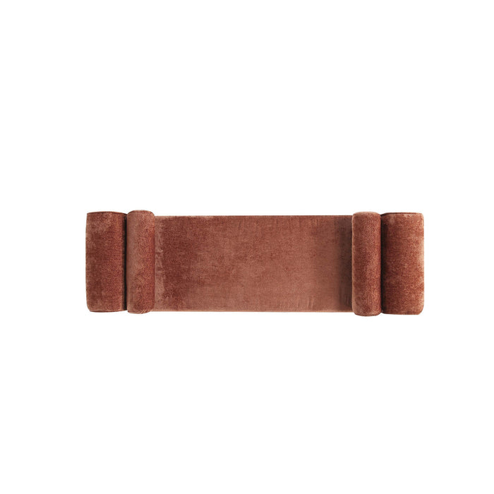 Banc d’appoint moderne glamour en chenille Concord, couleur terre cuite