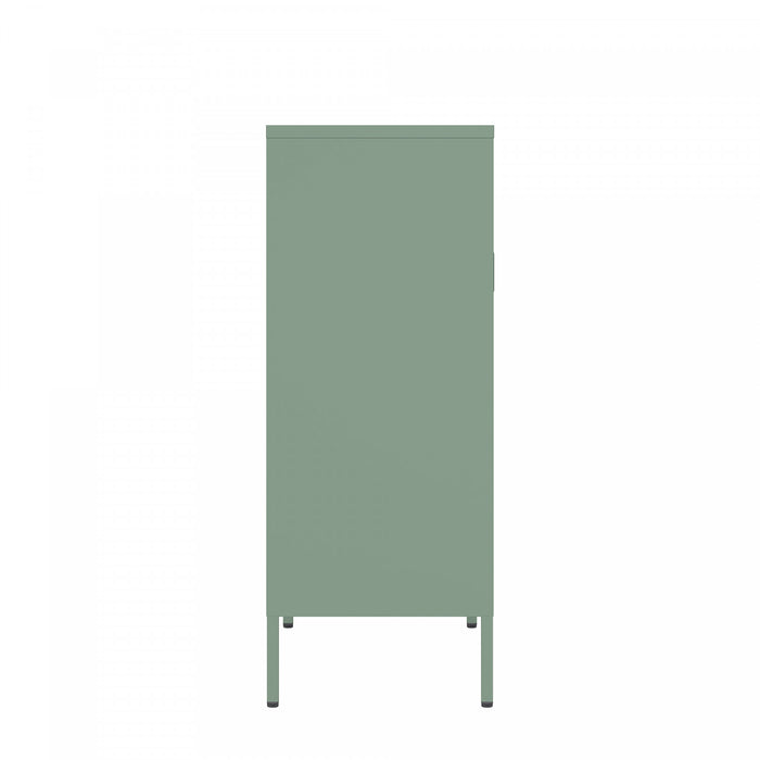 Armoire d’appoint moderne Amelia 32\" en metal vert sauge