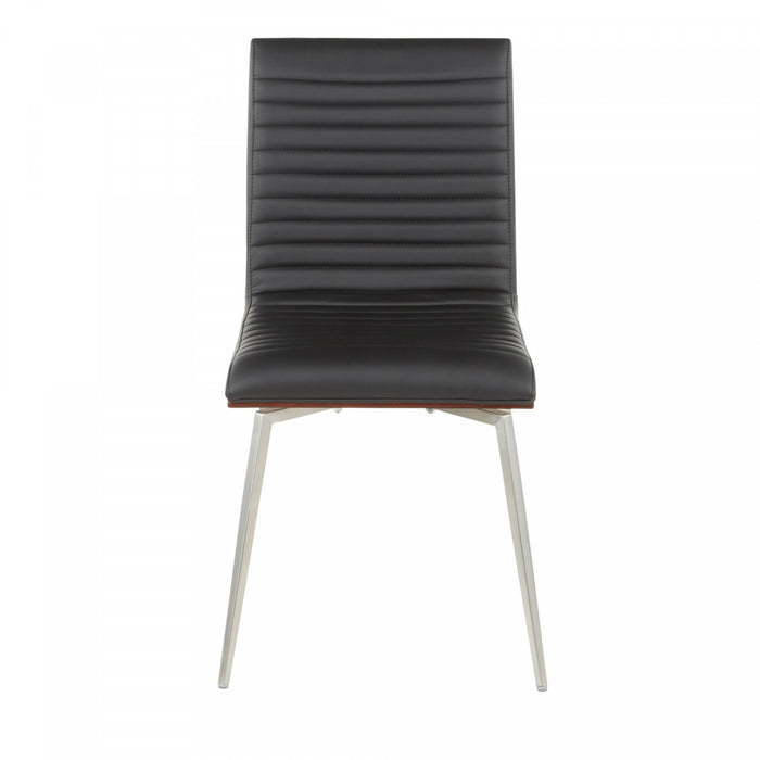 Chaise d’appoint de salle à manger pivotante contemporaine Mason en similicuir noir - ensemble de 2