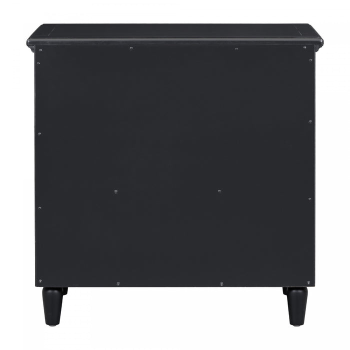 U_Style Table de Nuit Peinte 28 po avec 3 Tiroirs a Glissiere Douce et Pieds en Bois de Caoutchouc, Noir
