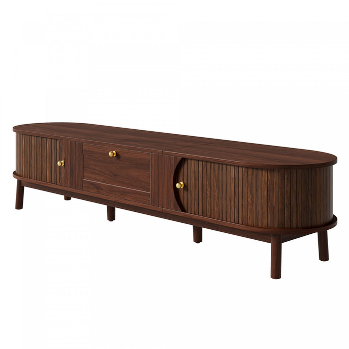 Oakmere Meuble TV Moderne 67 po avec Tiroir et Portes Coulissantes, Noyer