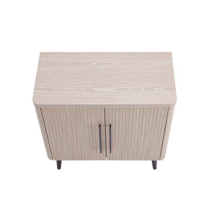 Jodie – Cabinet d’appoint cannele style milieu du siecle de 31\" en chene blanchi