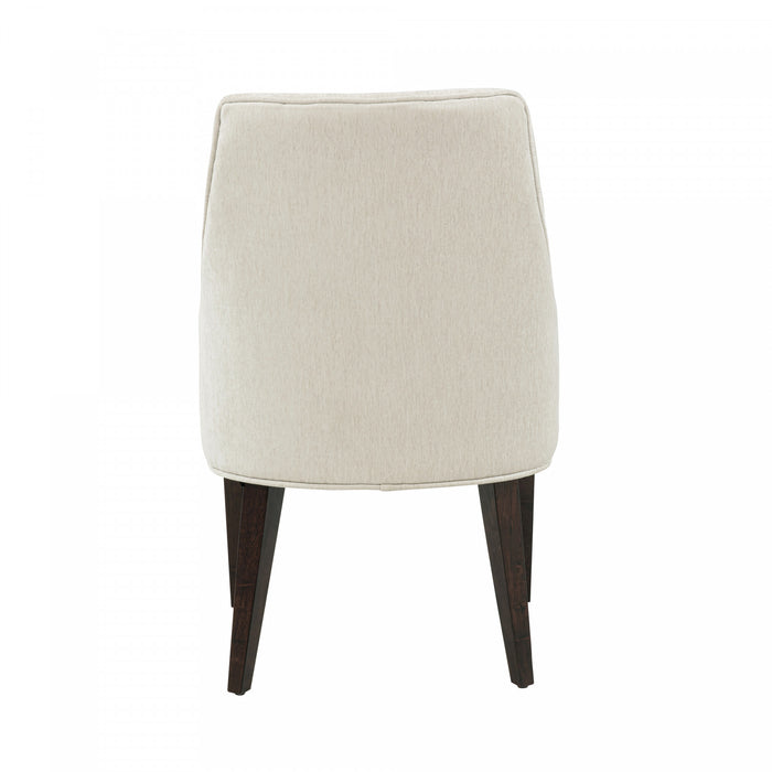 Fauteuil moderne Beever en bois et chenille creme - Lot de 2