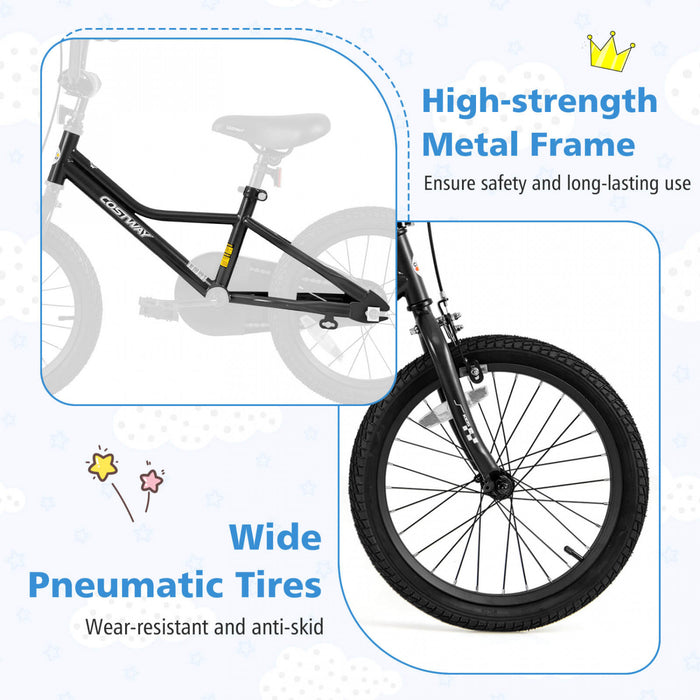 Costway 18\" Velo D'entrainement Pour Enfants Avec Roues D'entrainement Amovibles Pneumatiques Noir