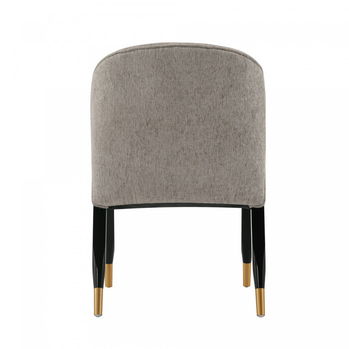Chaise de salle a manger moderne Ola en bois et chenille coloris pierre - Lot de 2