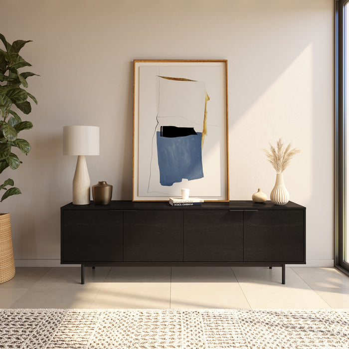 Meuble pour téléviseur Hamilton de Nordika de 70 po avec 4 armoires de rangement - noir