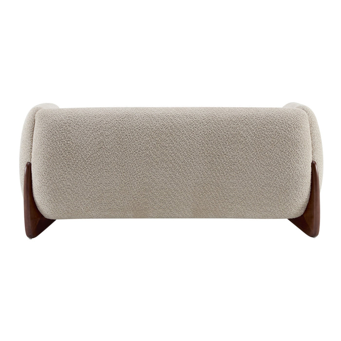 Lillian Canape deux places moderne en bois massif avec revetement en boucle, assise confortable, amande