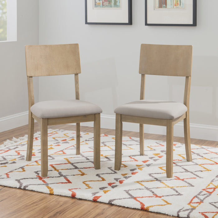 Chaise de salle à manger Jorissen en tissu d’apparence lin gris - ensemble de 2