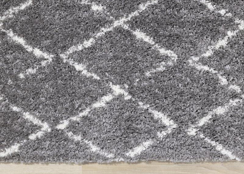 Tapis Taylor a poils longs diamants rustiques creme gris, 7'10\" x 10'6\"