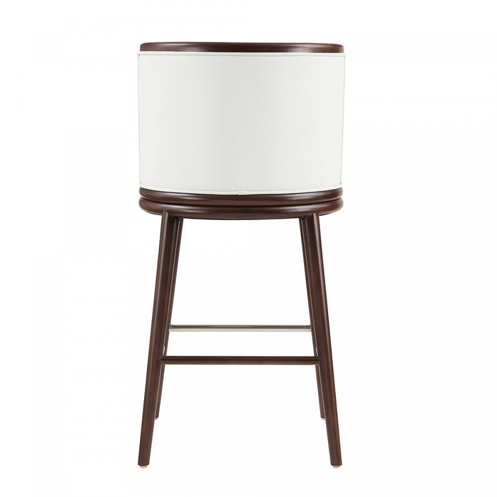 Tabouret de bar moderne en bois et tissu Evalyn, blanc - Lot de 2
