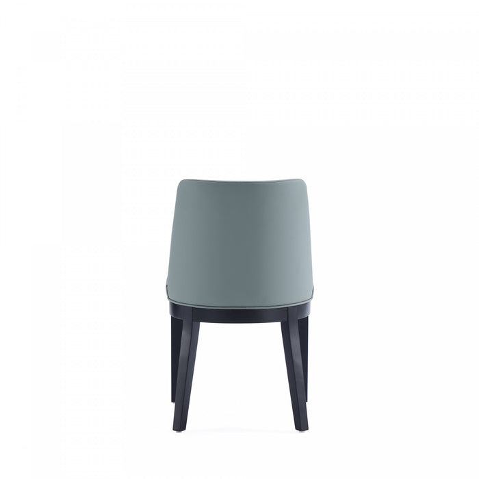 Chaise de salle a manger moderne Gansevoort en bois et cuir vegetalien coloris etain - Lot de 4