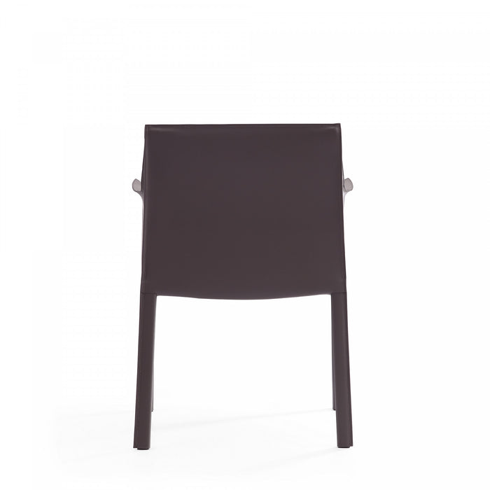 Chaise laterale moderne en cuir vegetalien gris Paris - Lot de 2