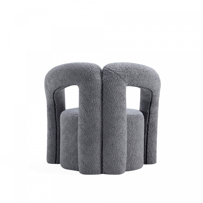 Fauteuil lounge Darian moderne en boucle gris - Lot de 2