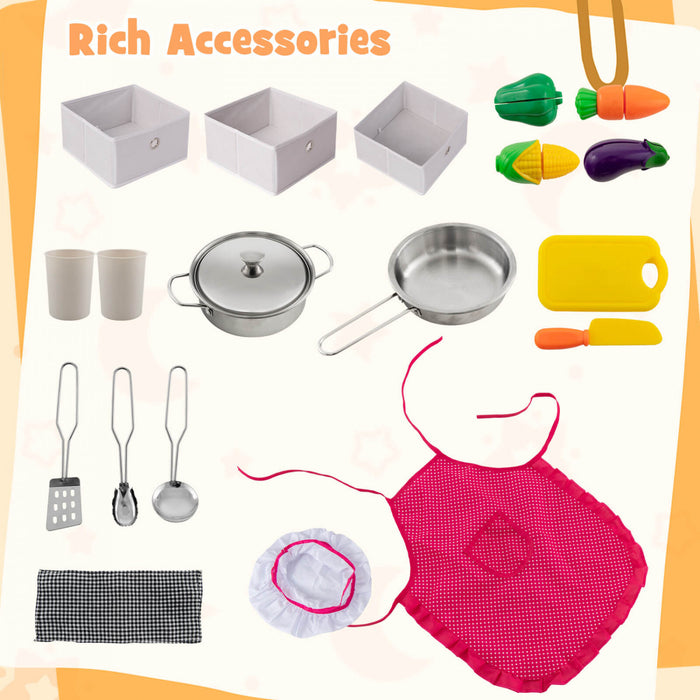 Costway Bois Enfants Jouer Coin Cuisine Avec Des Lumieres Realistes Et Des Sons Eclaires Gamme Capuchon Marron