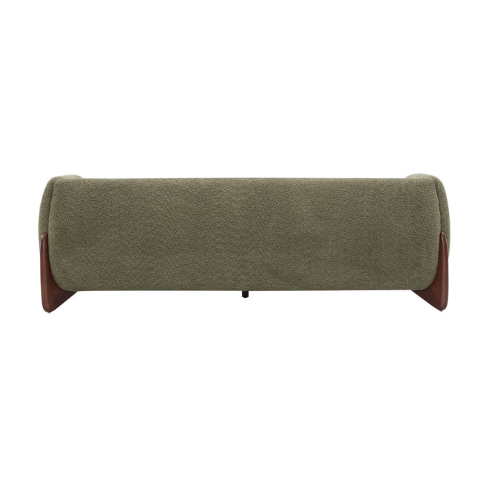 Harold Canape 3 places en bois de 82,75\" avec revetement boucle et sherpa, vert olive