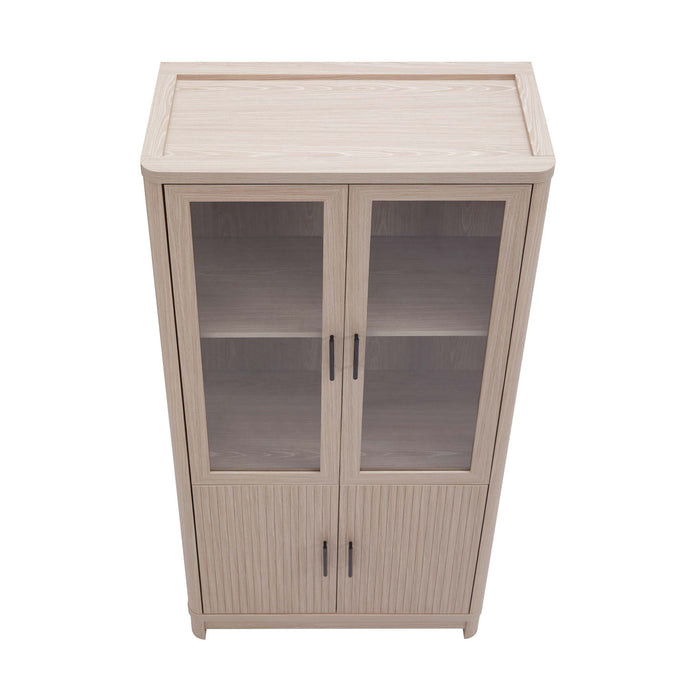 Armoire bibliotheque Jodie style mi-siecle moderne 79 cm en chene blanchi (6 etageres) – Lot de 2