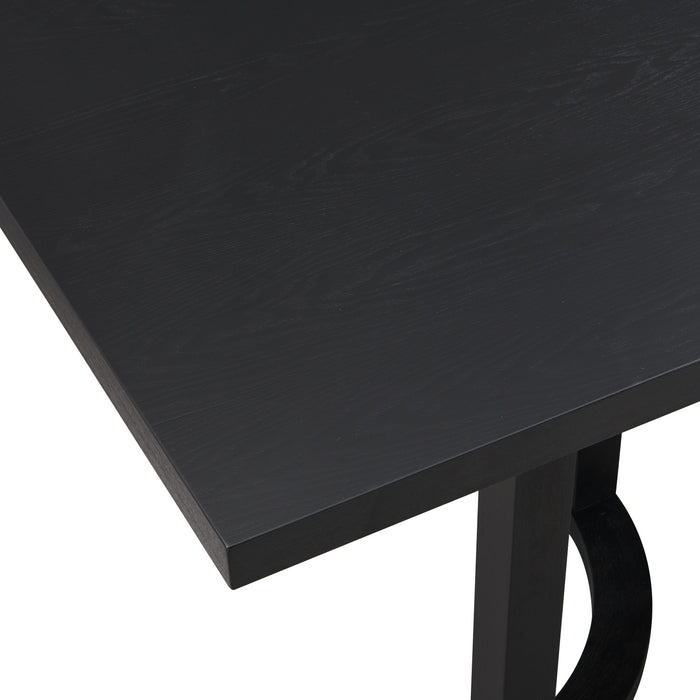 Table À Manger Ethan Avec Base En U, Bois Massif Et MDF, 95 Po De Large - Noir