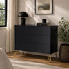 Avira Mid-Century Modern 35" Dresser in Black (3-Drawer) | Commode Avira Mid-Century Modern 89 cm en noir (3 tiroirs)