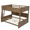 Liam Solid Wood Full XL Over Queen Bunk Bed with Storage & USB Ports, Brown | Lit superpose Liam en bois massif Full XL sur Queen avec rangement et ports USB, brun