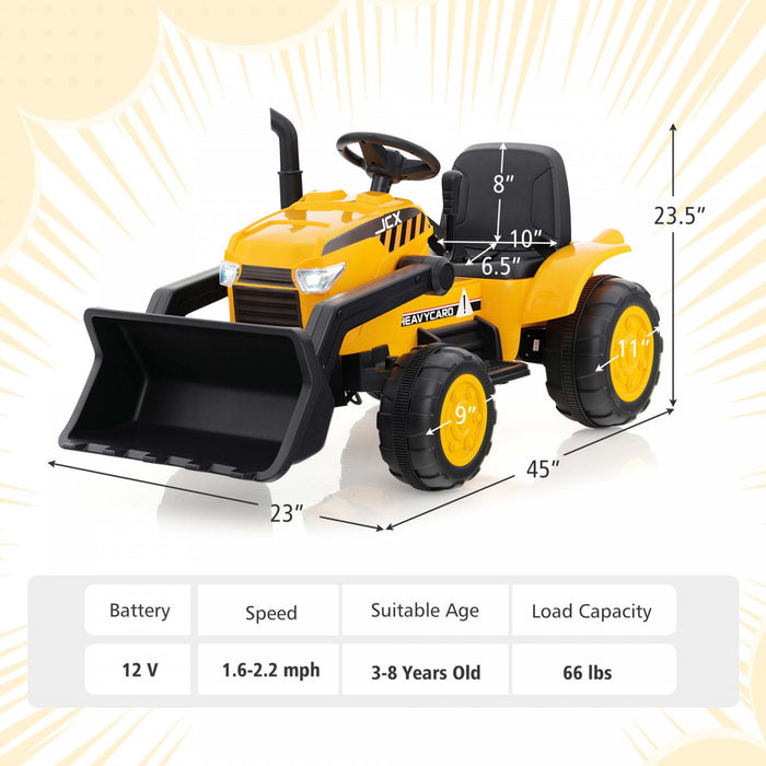 Costway Tractopelle A Pousser Pour Enfant, Tracteur Electrique Avec Bras Et Godet Flexibles & Telecommande, Tractopelle Electrique Avec Musique & Roues Antiderapantes, Cadeau Enfants De 3 -8 Ans