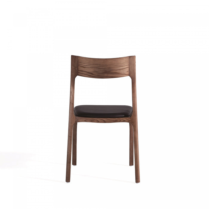 Chaise de salle a manger Moderne en bois et cuir vegetalien noir - Lot de 4