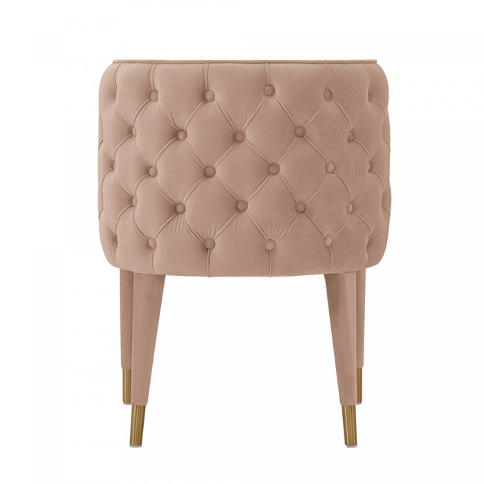 Chaise de salle a manger Maya en velours moderne, coloris nude - Lot de 2