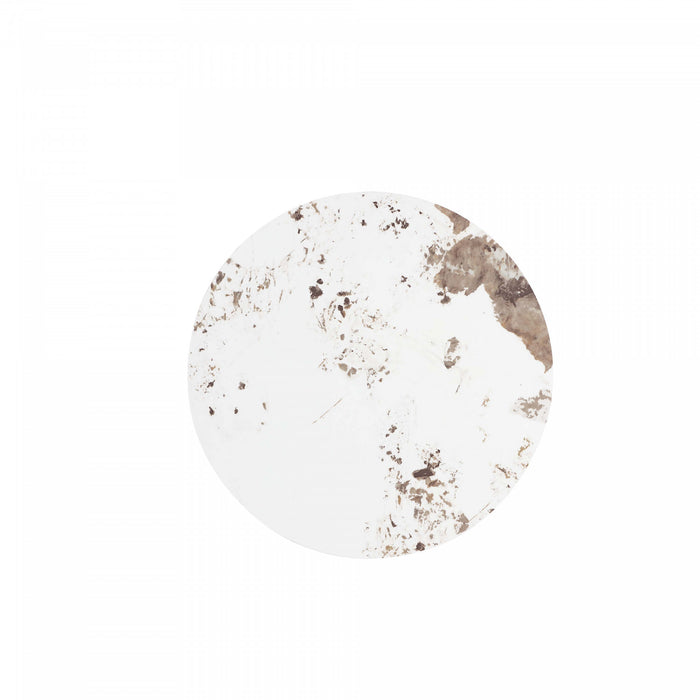 Table basse Monica Modern Glam avec plateau en pierre frittee, finition bronze