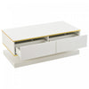 James Coffee Table with 2 Drawers Gold,White | James table basse – table avec 2 tiroirs et details dores, blanc