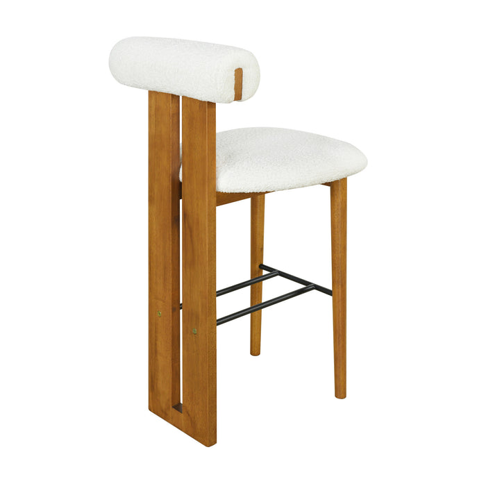 Sophia – Lot de 2 tabourets de bar modernes d’interieur en bois d’hevea avec dossier de soutien, coloris blanc et noyer