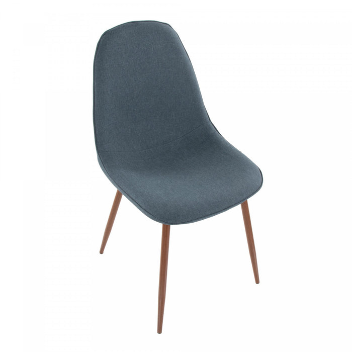 Chaise d’appoint de salle à manger moderne du milieu du 20e siècle Pebble en tissu bleu - ensemble de 2