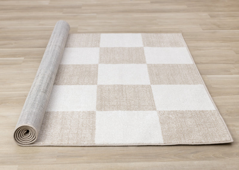 Carpette Covington à motif de damier moderne pour l’intérieur - 6 pi 7 po x 9 pi 10 po