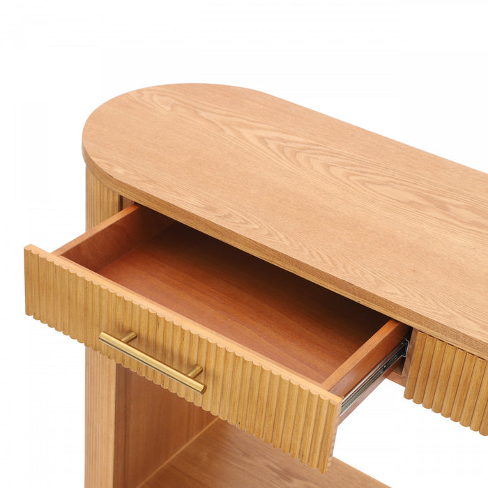 Console moderne Olivia 120 cm avec rangement et tiroirs - brune