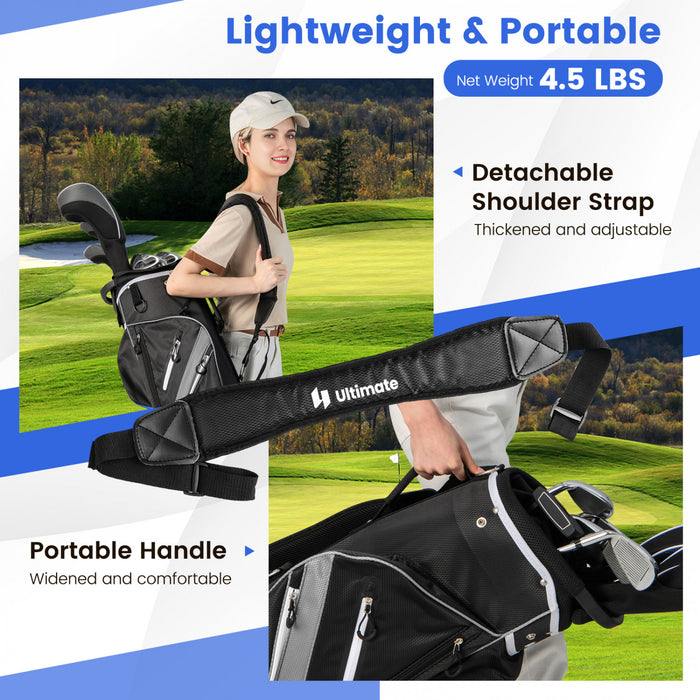 Sac De Chariot De Golf Leger Costway Avec 14 Diviseurs Superieurs De Maniere 9 Poches Sac De Refroidissement De Capuchon De Pluie