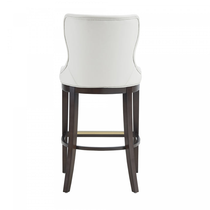 Tabouret de bar Blair moderne en bois avec revetement en tissu blanc - Lot de 2