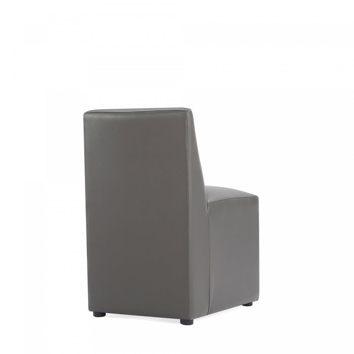 Chaise de salle a manger moderne en cuir vegetalien graphite Anna - Lot de 2