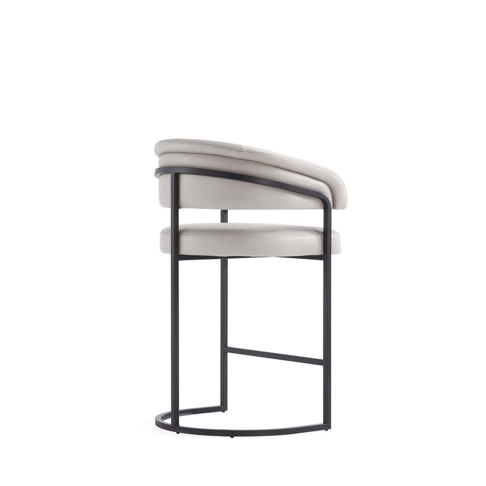Tabouret de comptoir moderne Augusta en metal et tissu gris clair - Lot de 3