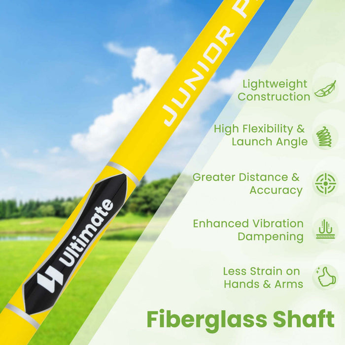 Ultimate Junior #7 Fer Pour Enfants Avec Arbre En Fibre De Verre Et Couverture De Tete Junior Practice Golf Club Jaune
