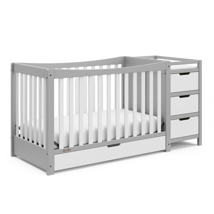 Graco Remi Lit de bebe convertible 4-en-1 avec table a langer - Gris galet avec blanc
