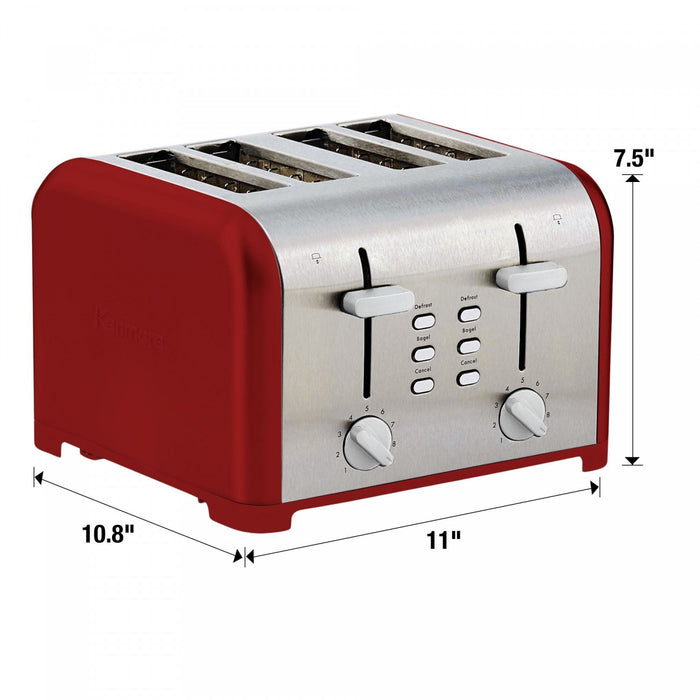 Grille-pain Kenmore à 4 tranches avec deux panneaux de commande, rouge - KKTSDC4SR