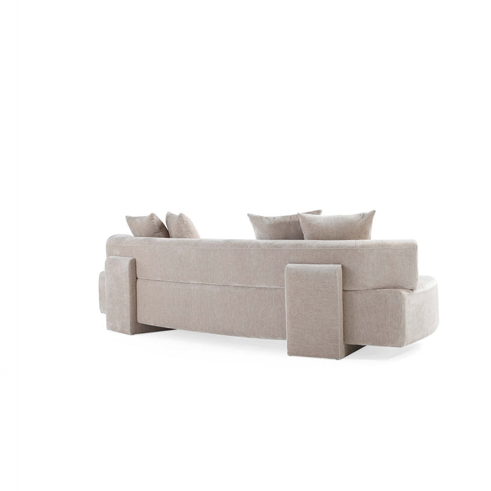 Canape en chenille beige Verandah Mid-Century Modern 112\"