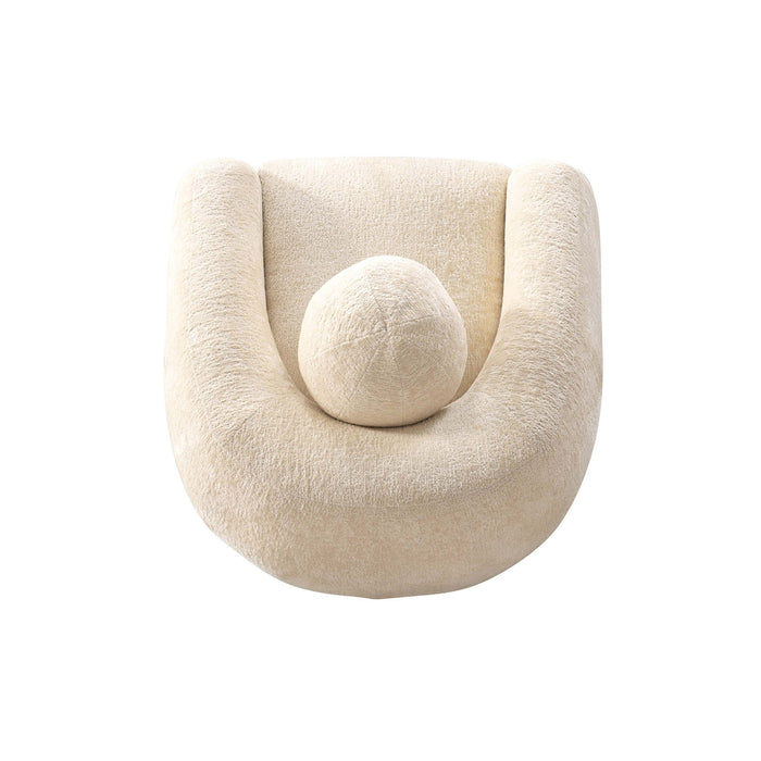Fauteuil lounge Tribeca style mid-century en chenille creme