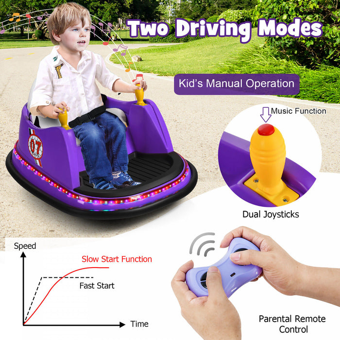 Costway 12v Vehicule 360¡a Spin Race Toy Kids Ride Sur La Voiture Pare-chocs W / Telecommande Violet