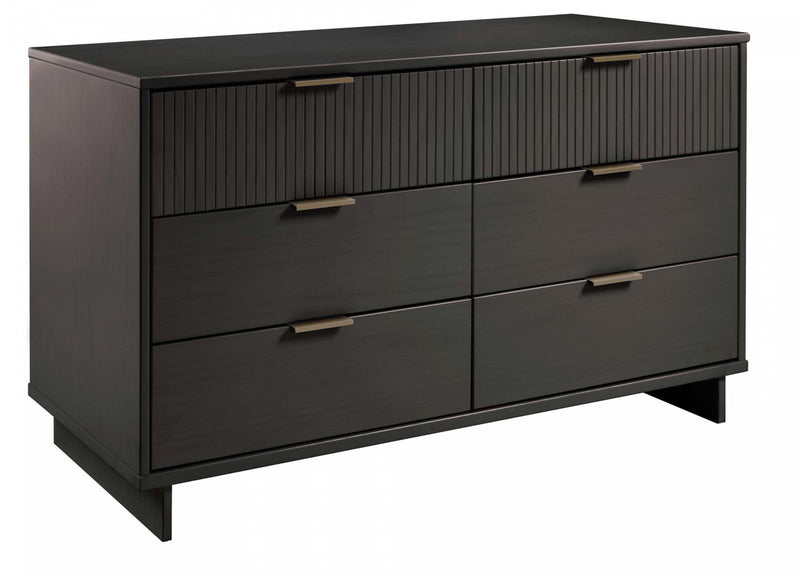 Commode Granville Moderne 55\" en gris charbon (6 tiroirs)