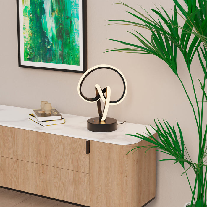 Lampe de table à DEL de 11 po noir mat à conception de boucle