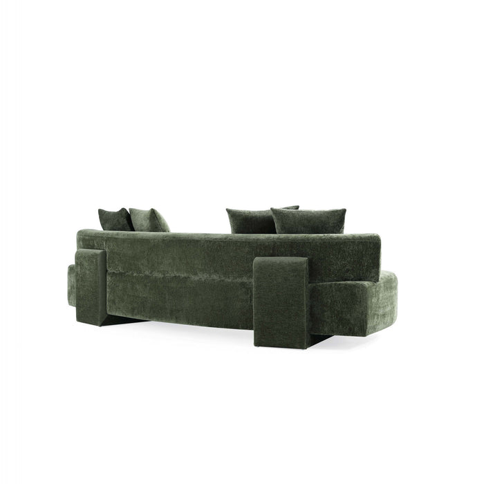 Canape en chenille vert olive Verandah Mid-Century Modern 112\"