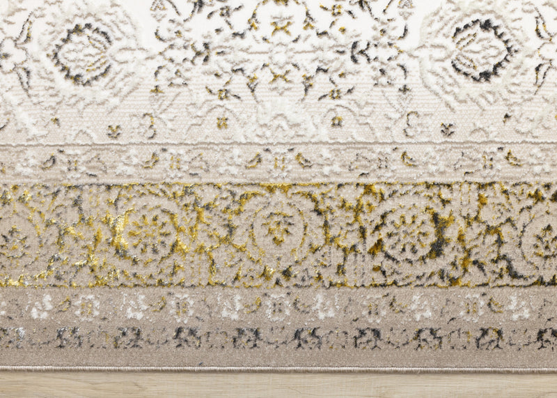 Tapis Zaris creme, jaune et noir elegant classique, 7'10\" x 10'6\"
