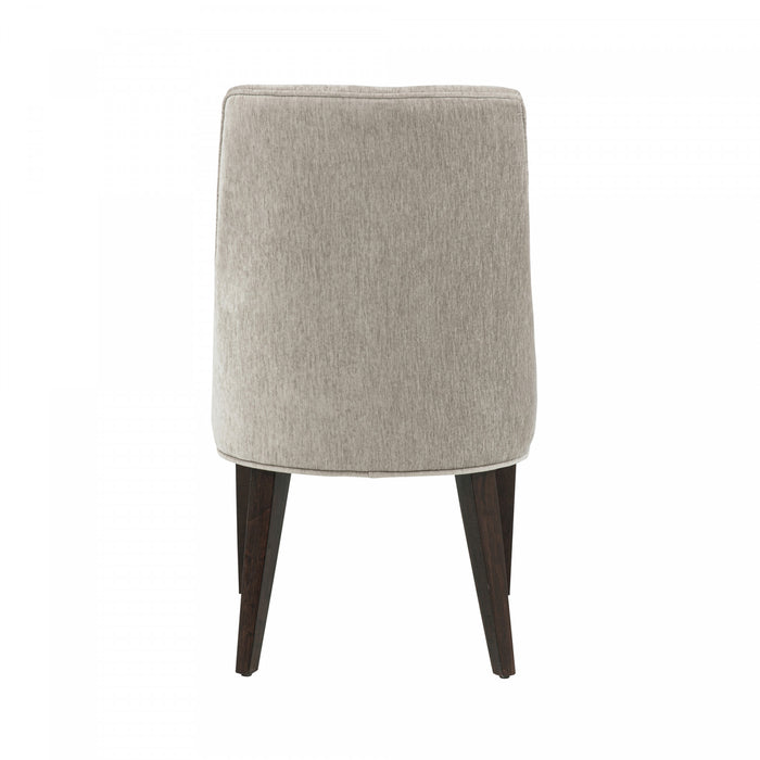 Chaise de salle a manger moderne en bois et chenille Beever, taupe - Lot de 2